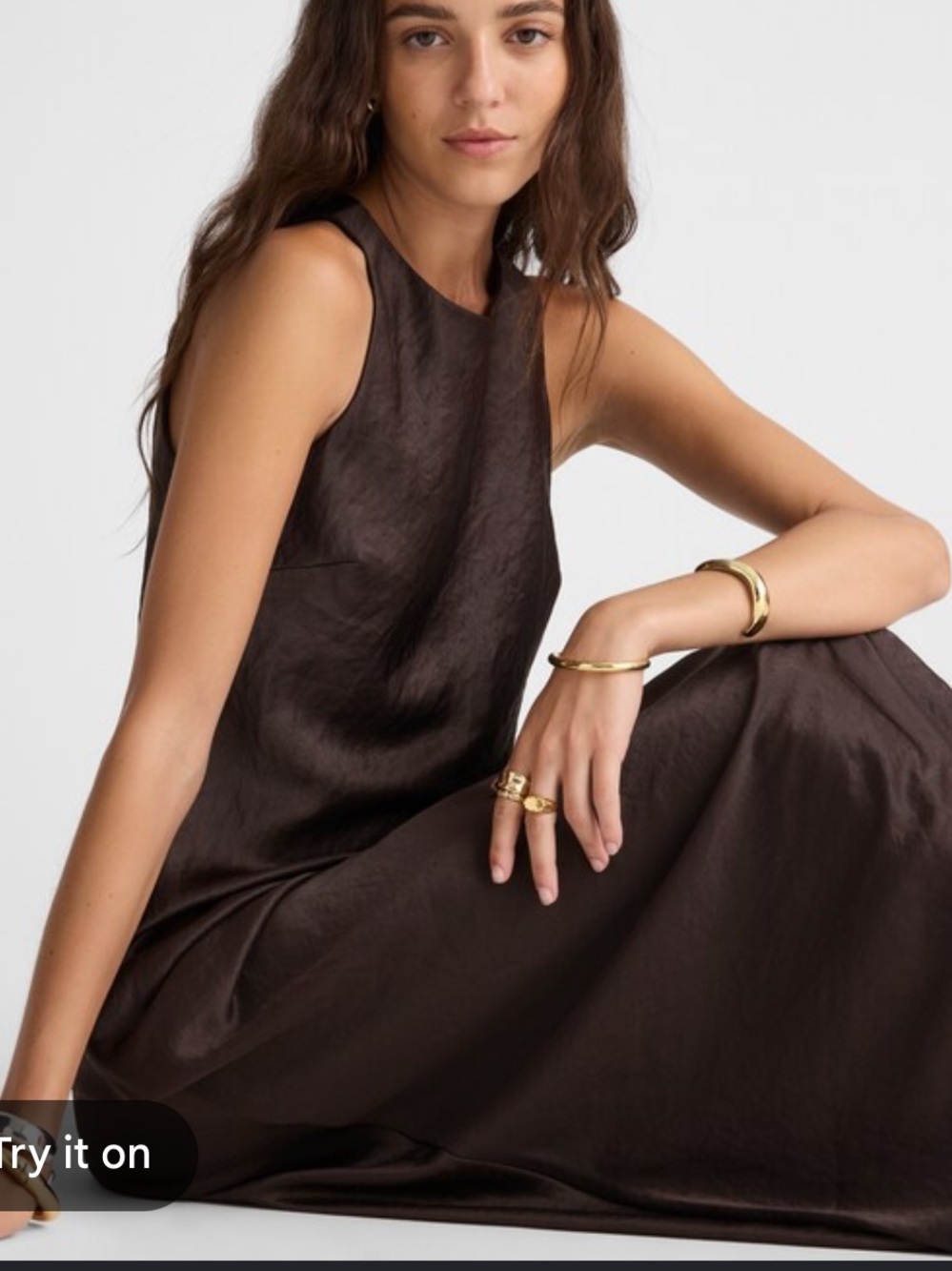 Madewell Sleeveless Satin Midi Dress Dark Carob Sz 4
